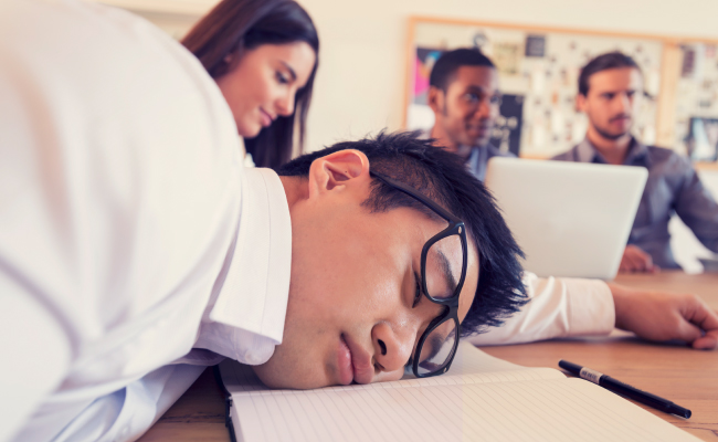 Man asleep at meeting